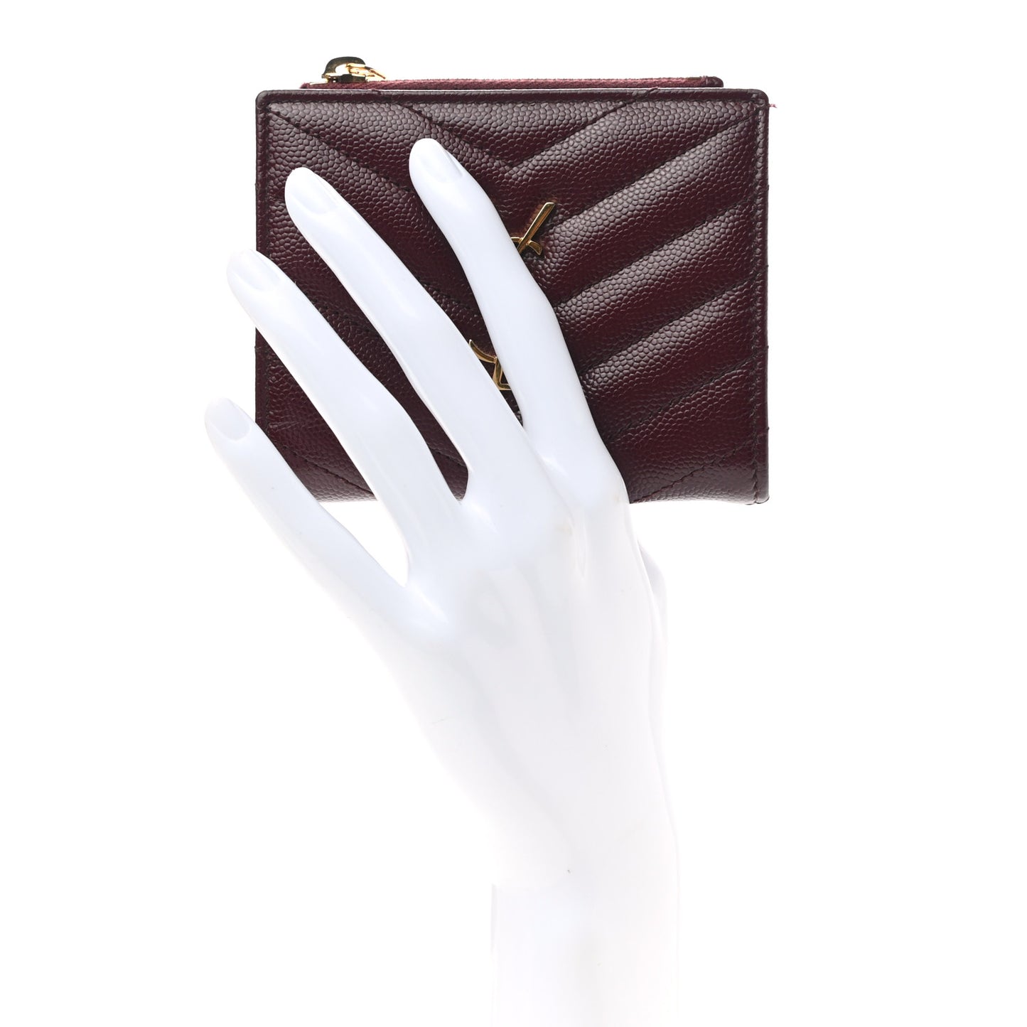 Grain De Poudre Matelasse Chevron Monogram Zipped Card Case Palissandre