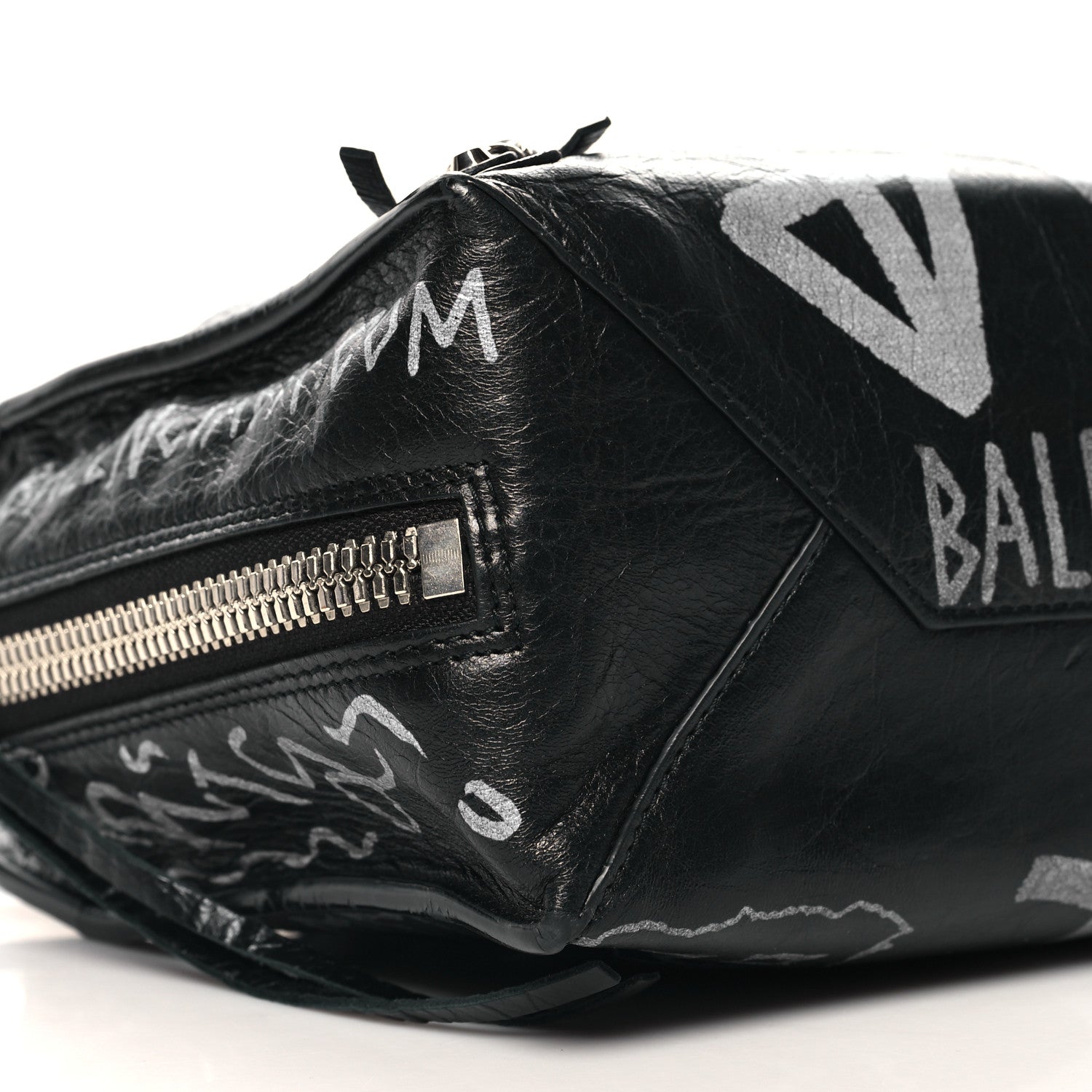 Balenciaga Agneau Graffiti Papier A6 Zip Around Tote Black White 10 of 11