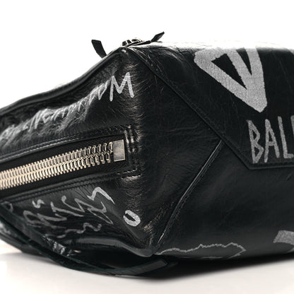 Balenciaga Agneau Graffiti Papier A6 Zip Around Tote Black White 10 of 11