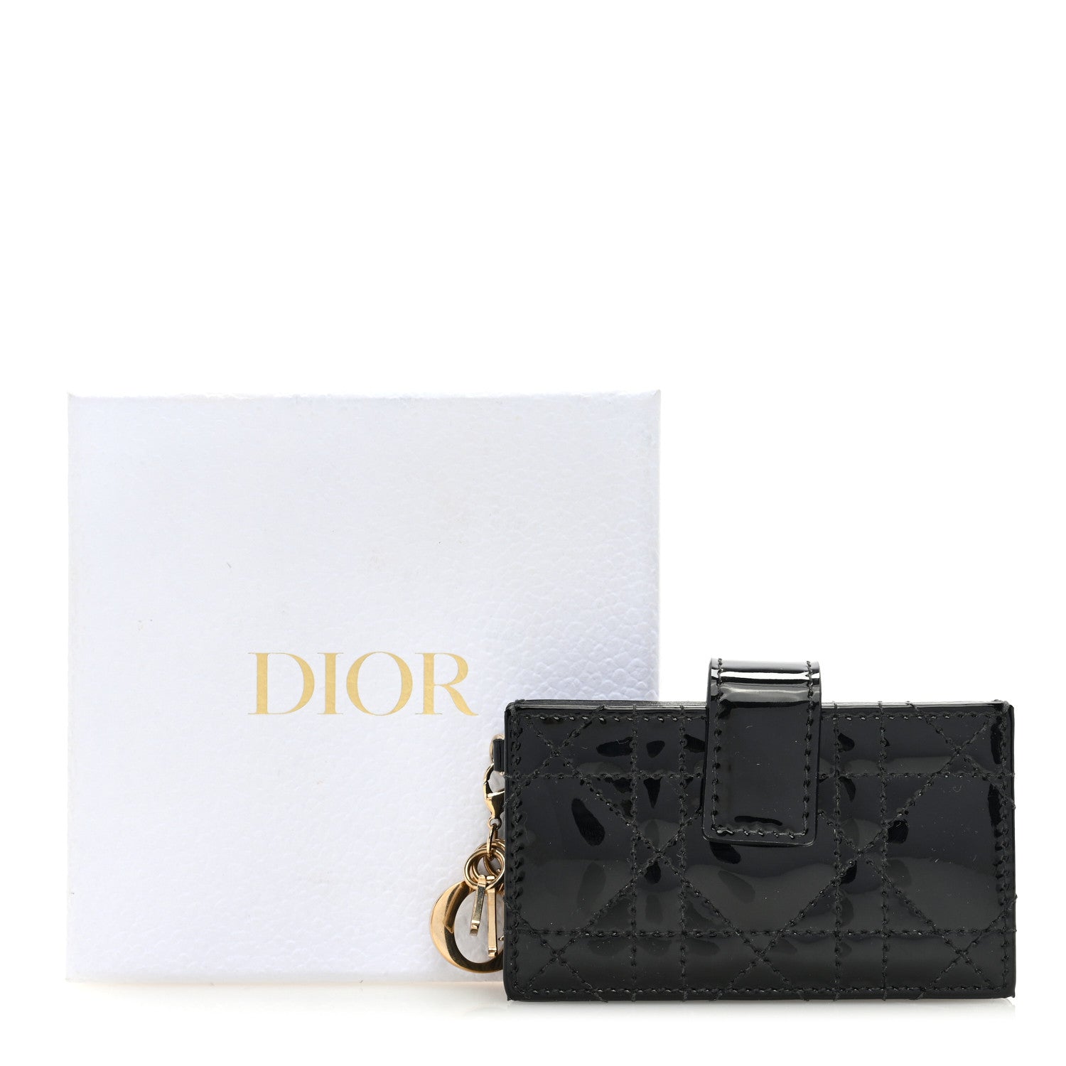 Christian Dior Patent Cannage Lady Dior 5-Gusset Card Holder Black 7 of 7