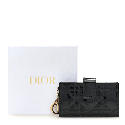 Christian Dior Patent Cannage Lady Dior 5-Gusset Card Holder Black 7 of 7