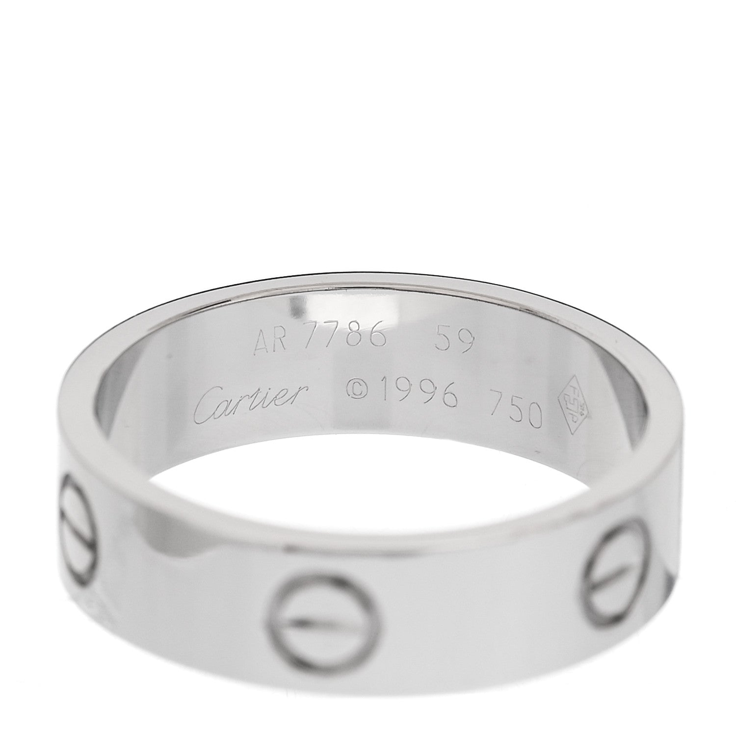 Cartier 18K White Gold 5.5mm LOVE Ring 59 8.75 4 of 4