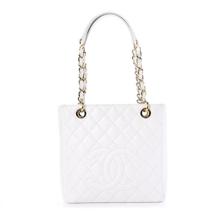 Chanel Caviar Petit Shopping Tote PST White 1 of 7