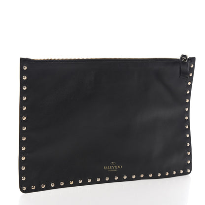 Valentino Garavani Vitello Large Rockstud Zip Pouch Black 2 of 5