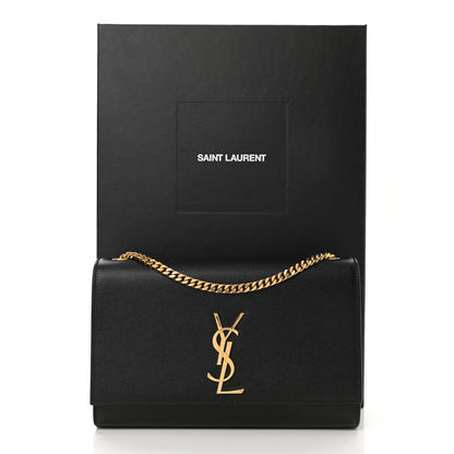 Saint Laurent Grain De Poudre Medium Classic Monogram Kate Satchel Black 10 of 10