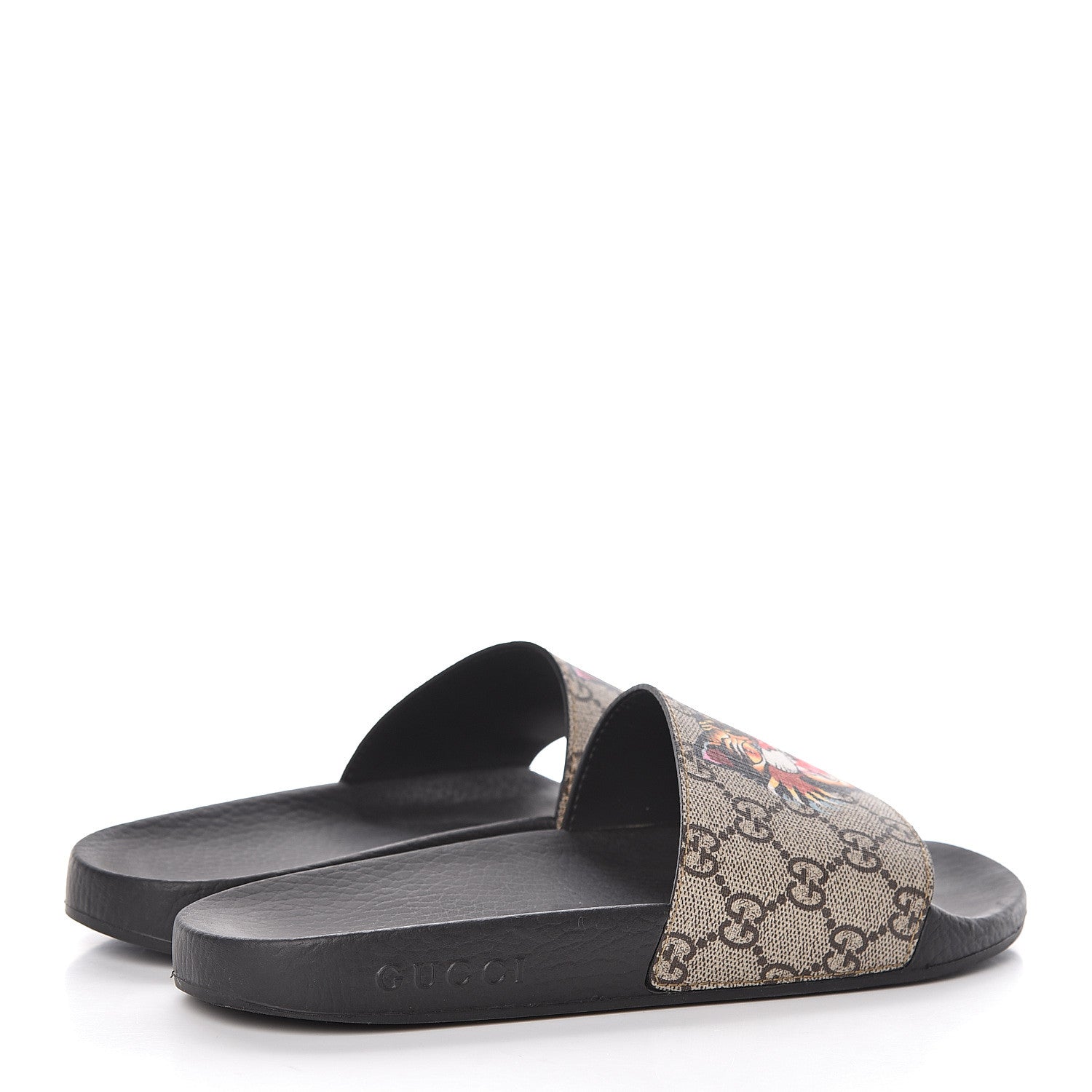 Gucci GG Supreme Monogram Angry Cat Slide Sandals 38 Black Multicolor 4 of 9