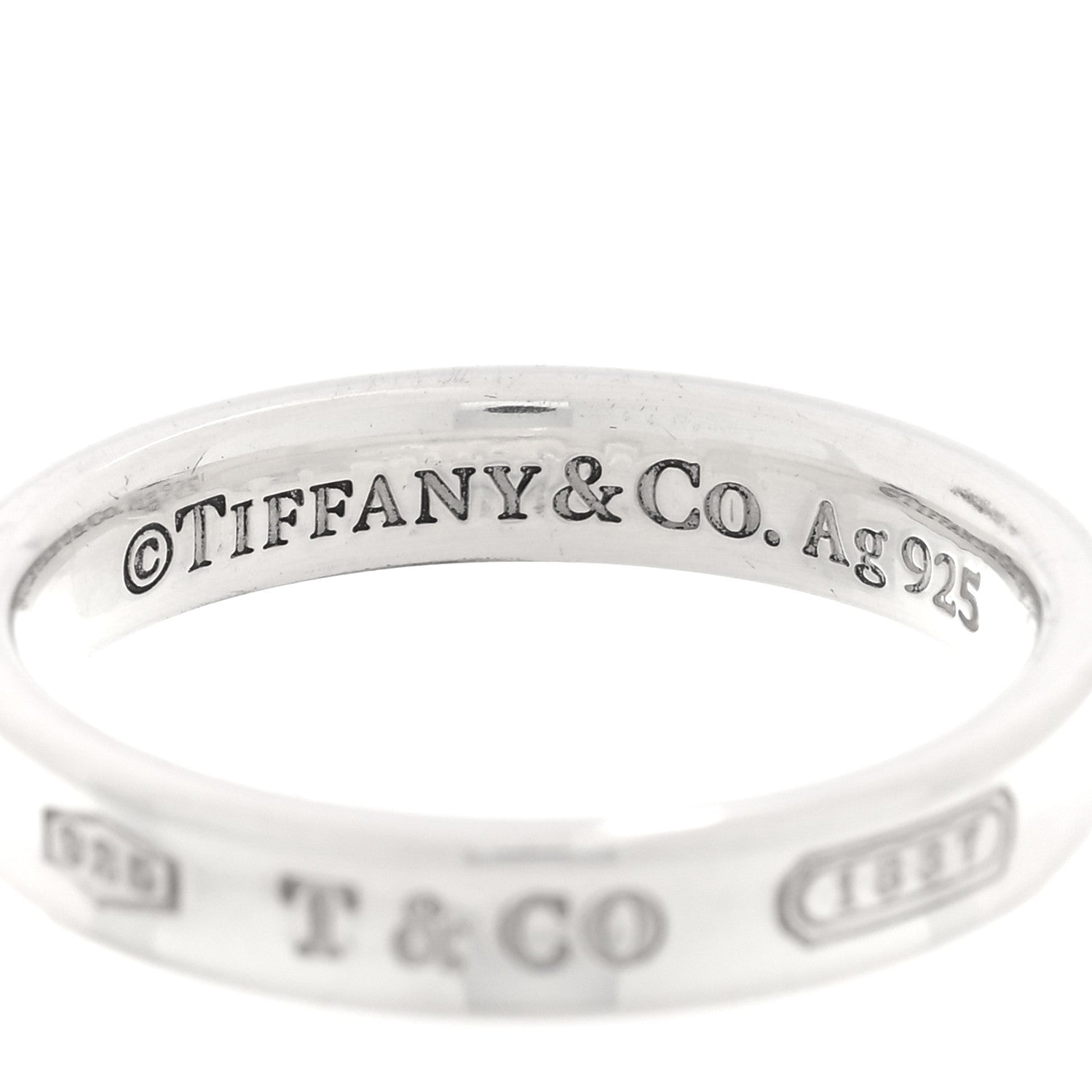 Tiffany Sterling Silver Narrow 1837 Band Ring 60 9 7 of 10