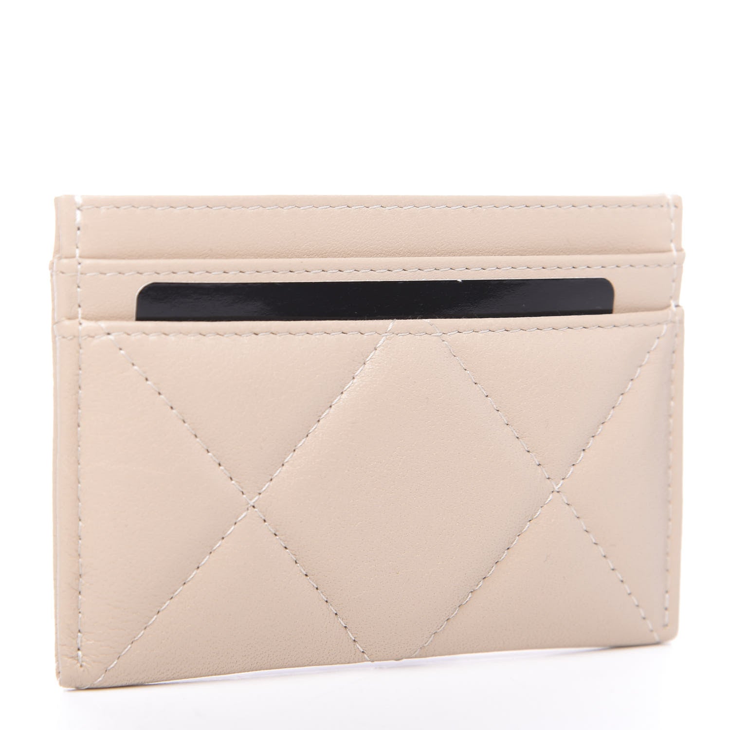Chanel Goatskin Quilted 19 Card Holder Beige 2 of 7