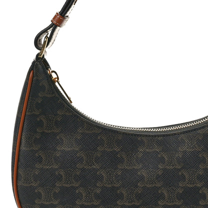 Celine Triomphe Canvas Calfskin Ava Shoulder Bag Tan 7 of 9