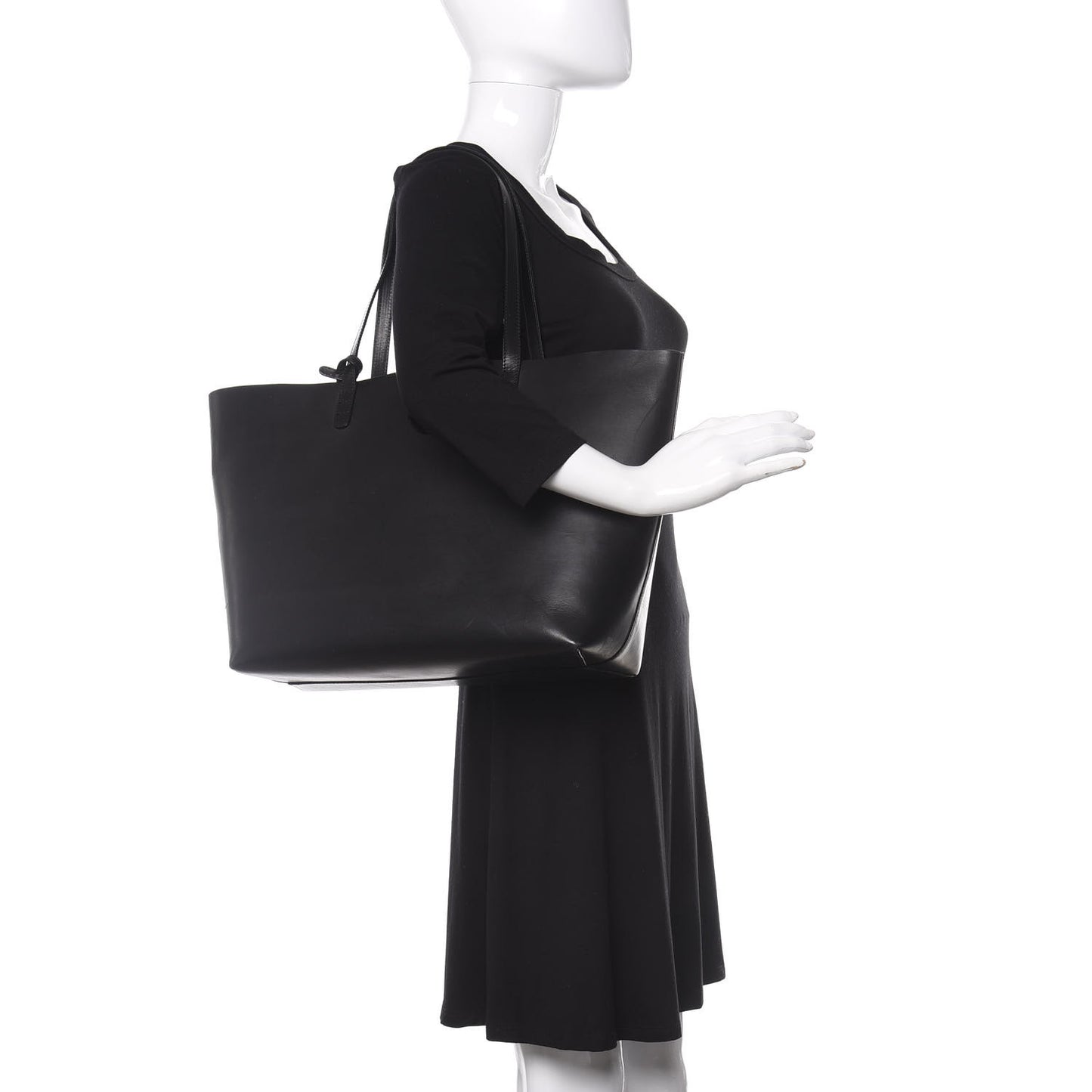 Calfskin Large Shopping Tote Black Flamma