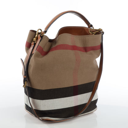 Burberry Canvas Mega Check Medium Susanna Hobo Saddle Brown 4 of 10