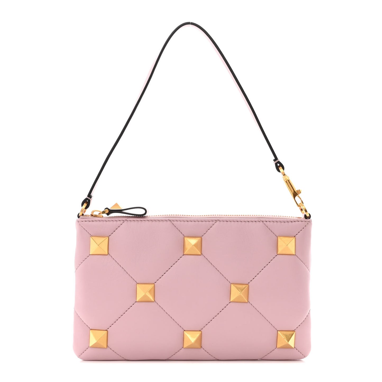 Nappa Quilted Roman Stud Zip Pouch Water Lilac