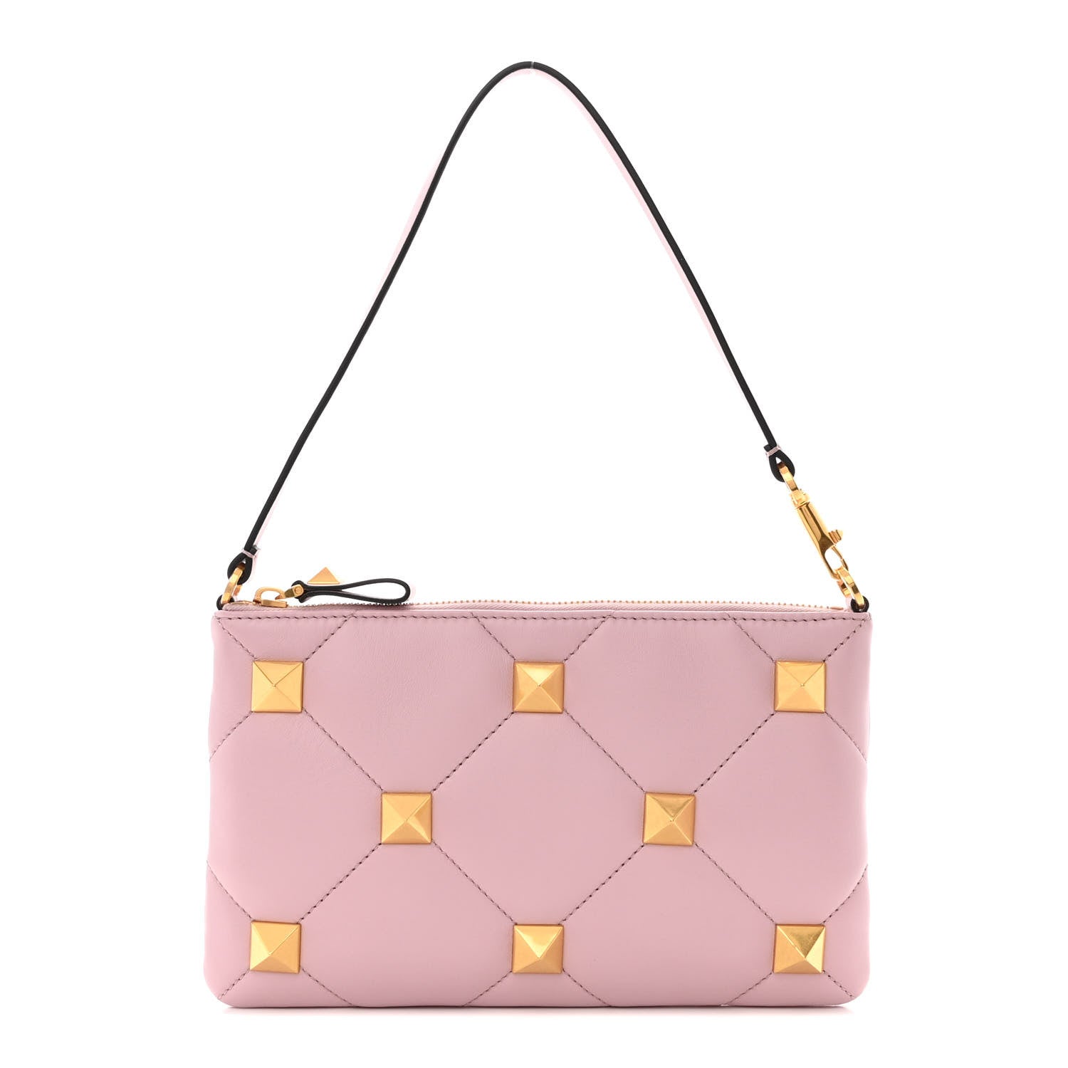 Valentino Garavani Nappa Quilted Roman Stud Zip Pouch Water Lilac 1 of 11