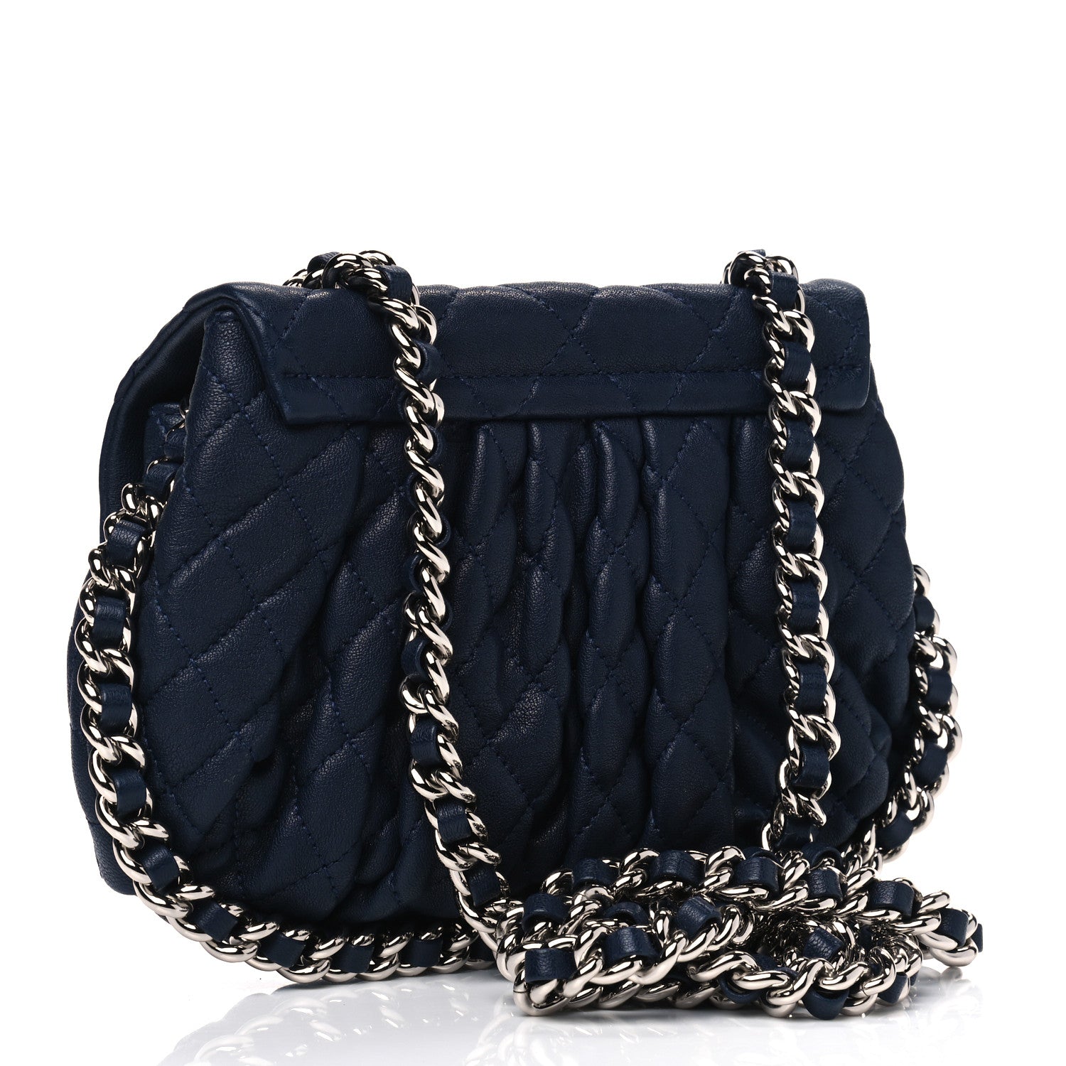 Chanel Washed Lambskin Quilted Mini Chain Around Flap Navy Blue 2 of 4