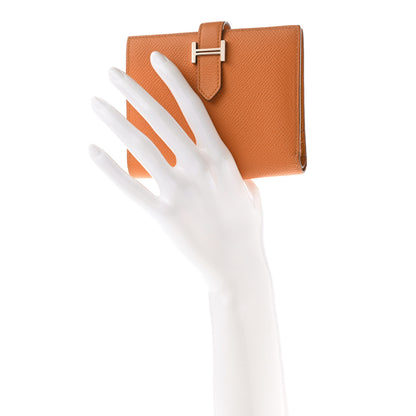 Hermes Epsom Verso Bearn Compact Wallet Orange Rose Azalea 2 of 7