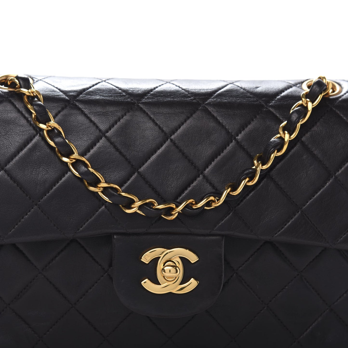 Lambskin Quilted Small Double Flap Black