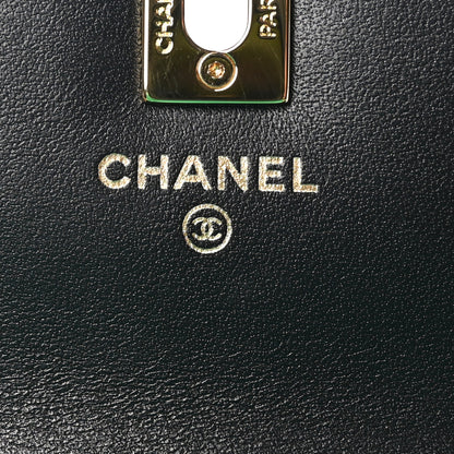 Chanel Shiny Caviar Quilted Flap Charm Wallet On Chain WOC Black 8 of 13