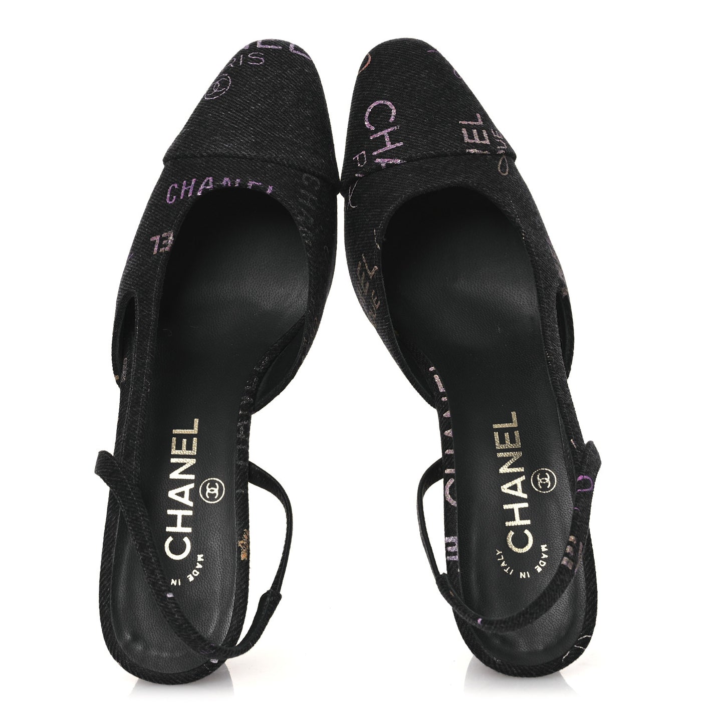 Denim Cap Toe Denim Mood Slingback Pumps 38 Dark Grey Multicolor