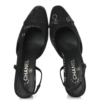 Chanel Denim Cap Toe Denim Mood Slingback Pumps 38 Dark Grey Multicolor 2 of 11