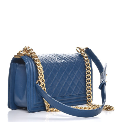 Chanel Lambskin Quilted Medium Boy Flap Blue 3 of 12