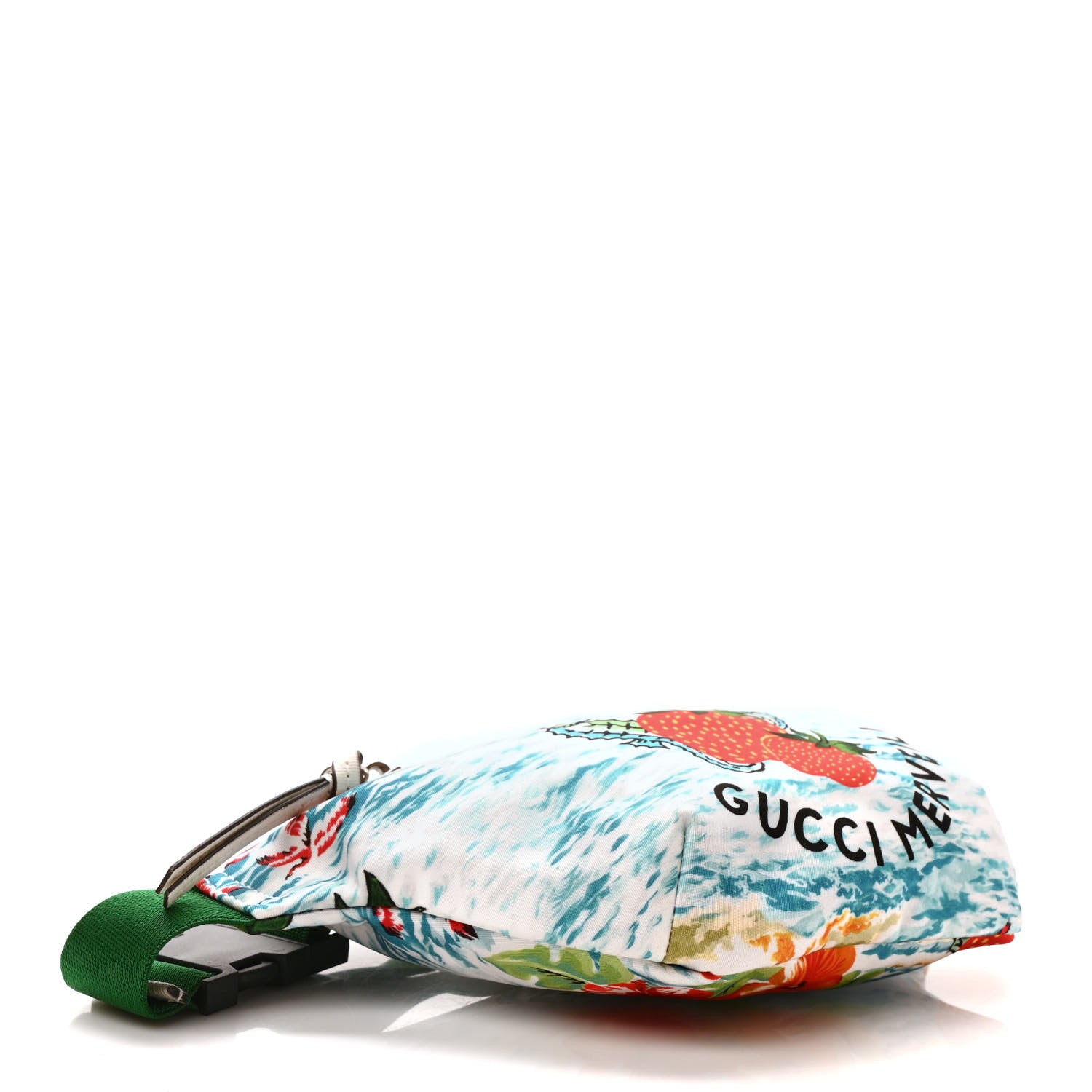 Gucci Nylon Merveilleux Strawberry Print Childrens Belt Bag Light Blue Red Dusty White 4 of 9
