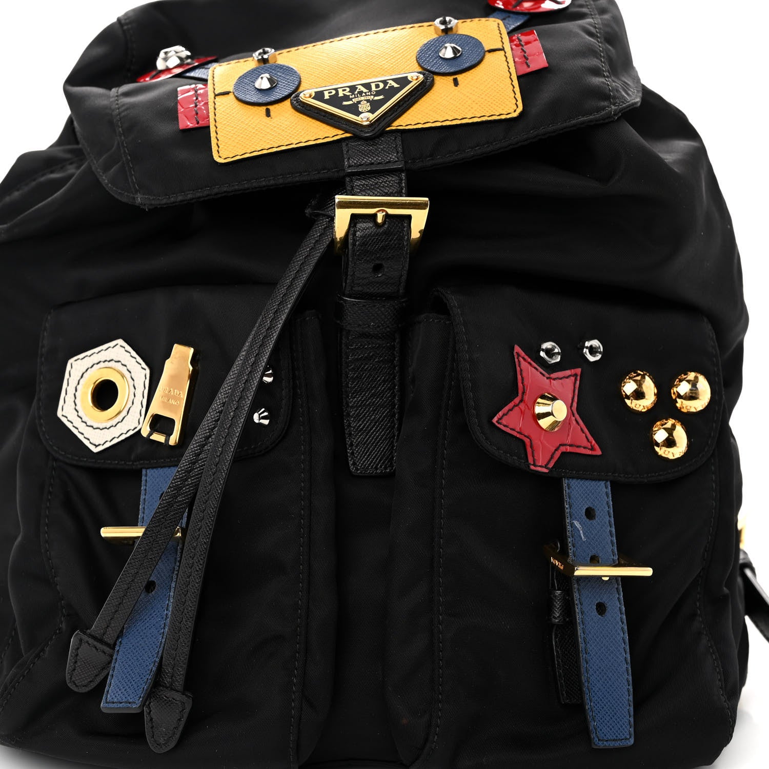 Prada Tessuto Nylon Saffiano Robot Backpack Black Mimosa 7 of 9