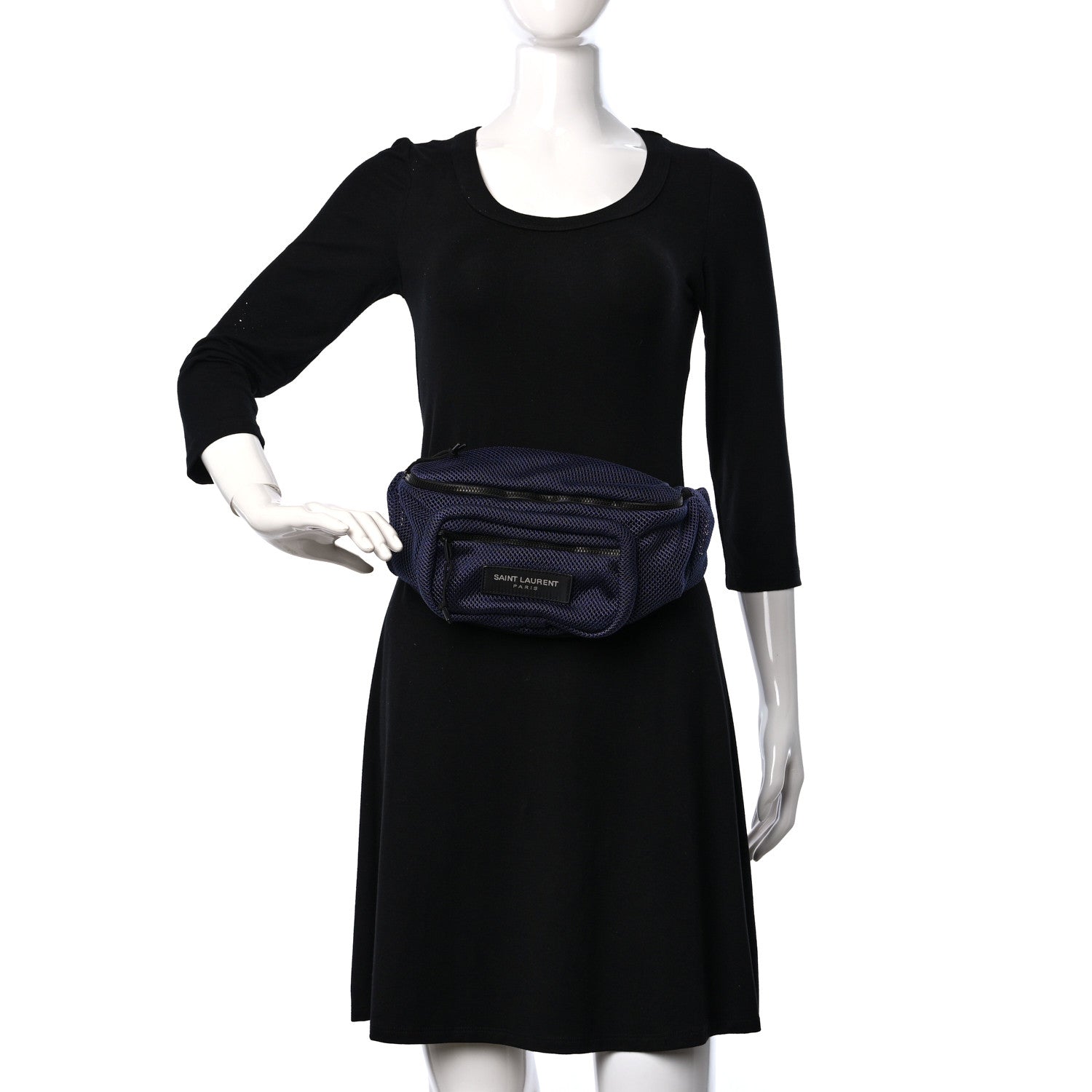 Saint Laurent Nylon Mesh SLP Belt Bag Blue 2 of 8