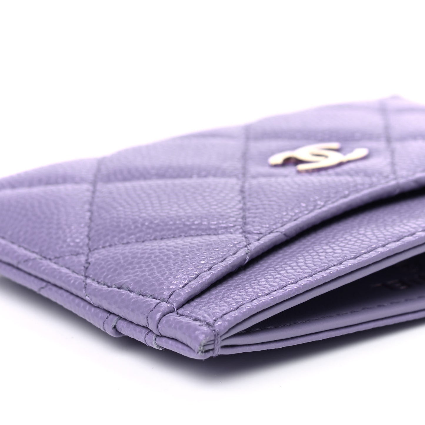 Caviar Quilted Card Holder Purple