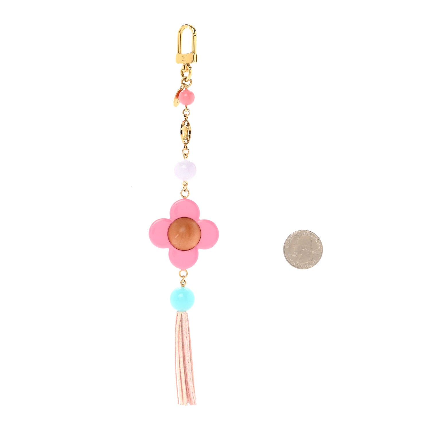 Louis Vuitton Resin Wood Vivienne Bag Charm Fuchsia Ecru White Caramel 2 of 5