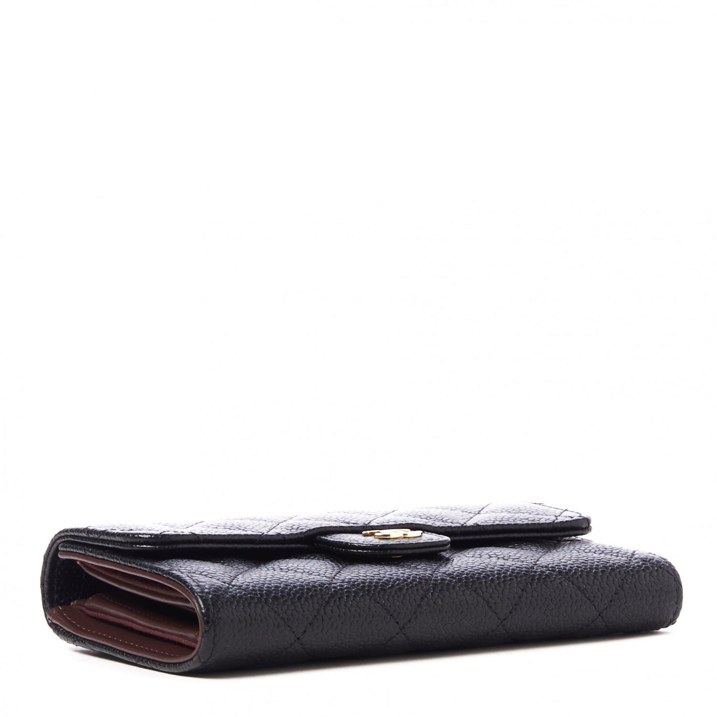 Caviar Quilted Medium Flap Wallet Black