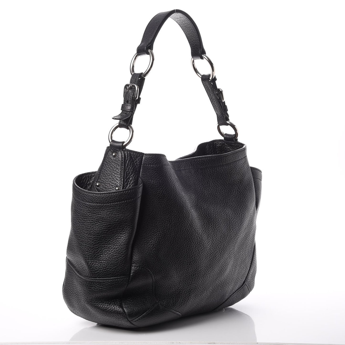 Vitello Daino Side Pocket Hobo Nero Black