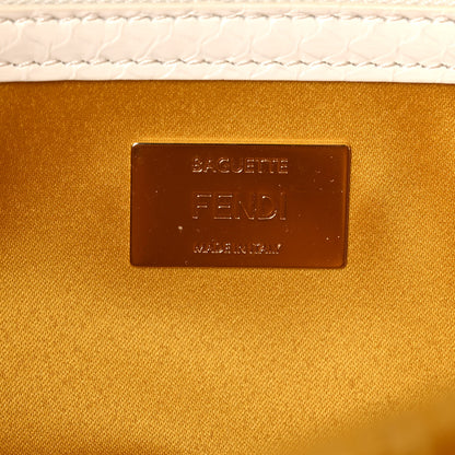 Fendi Satin Sequin Paillettes Elaphe Plexiglass Baguette 1997 Giallo Avorio 6 of 10