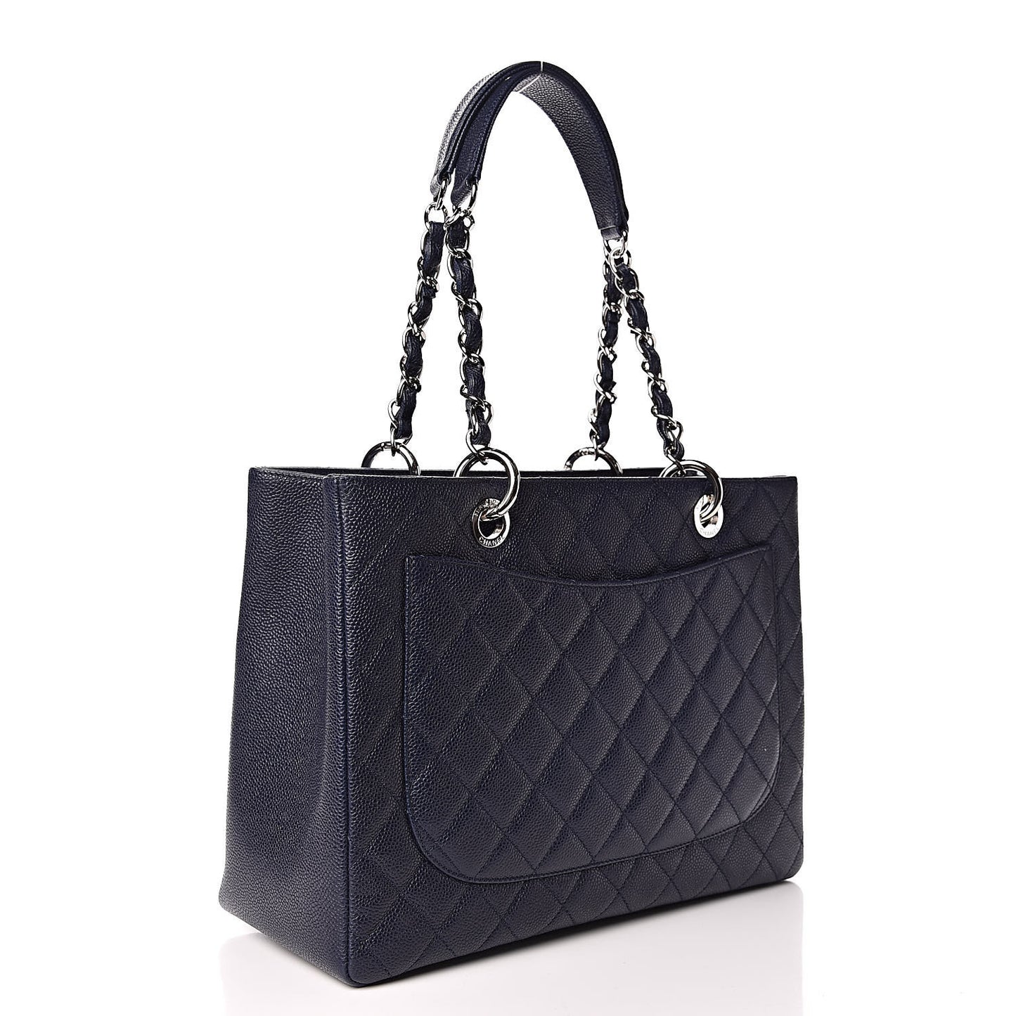 Caviar Quilted Grand Shopping Tote GST Navy Blue