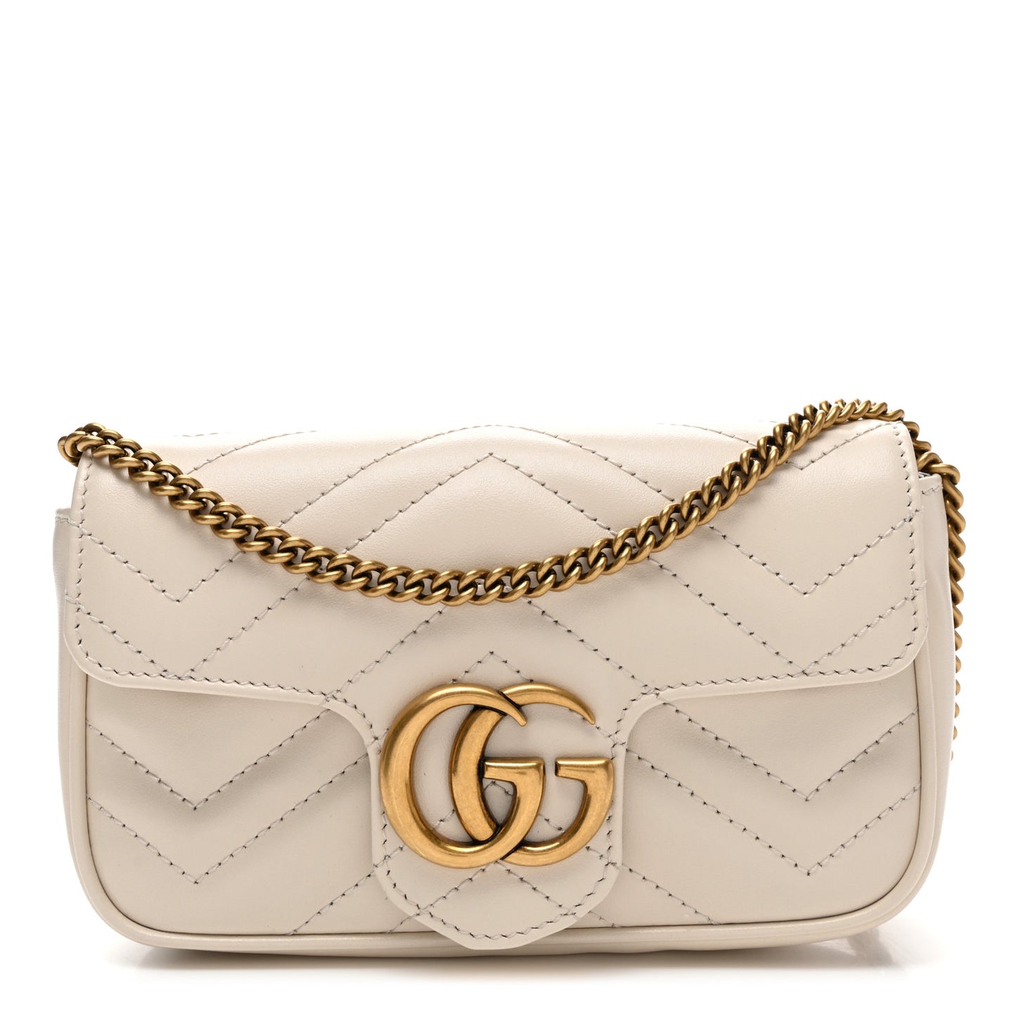 Calfskin Matelasse Super Mini GG Marmont Shoulder Bag White