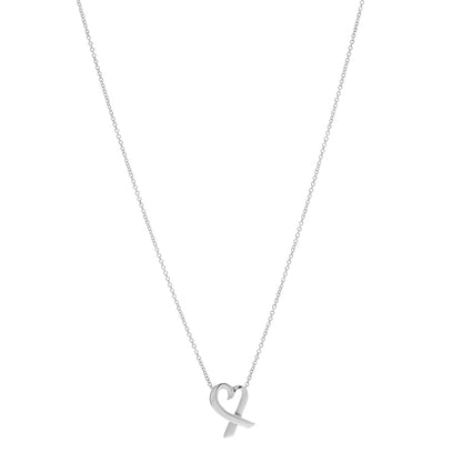 Tiffany Sterling Silver Paloma Picasso Loving Heart Pendant Necklace 1 of 5