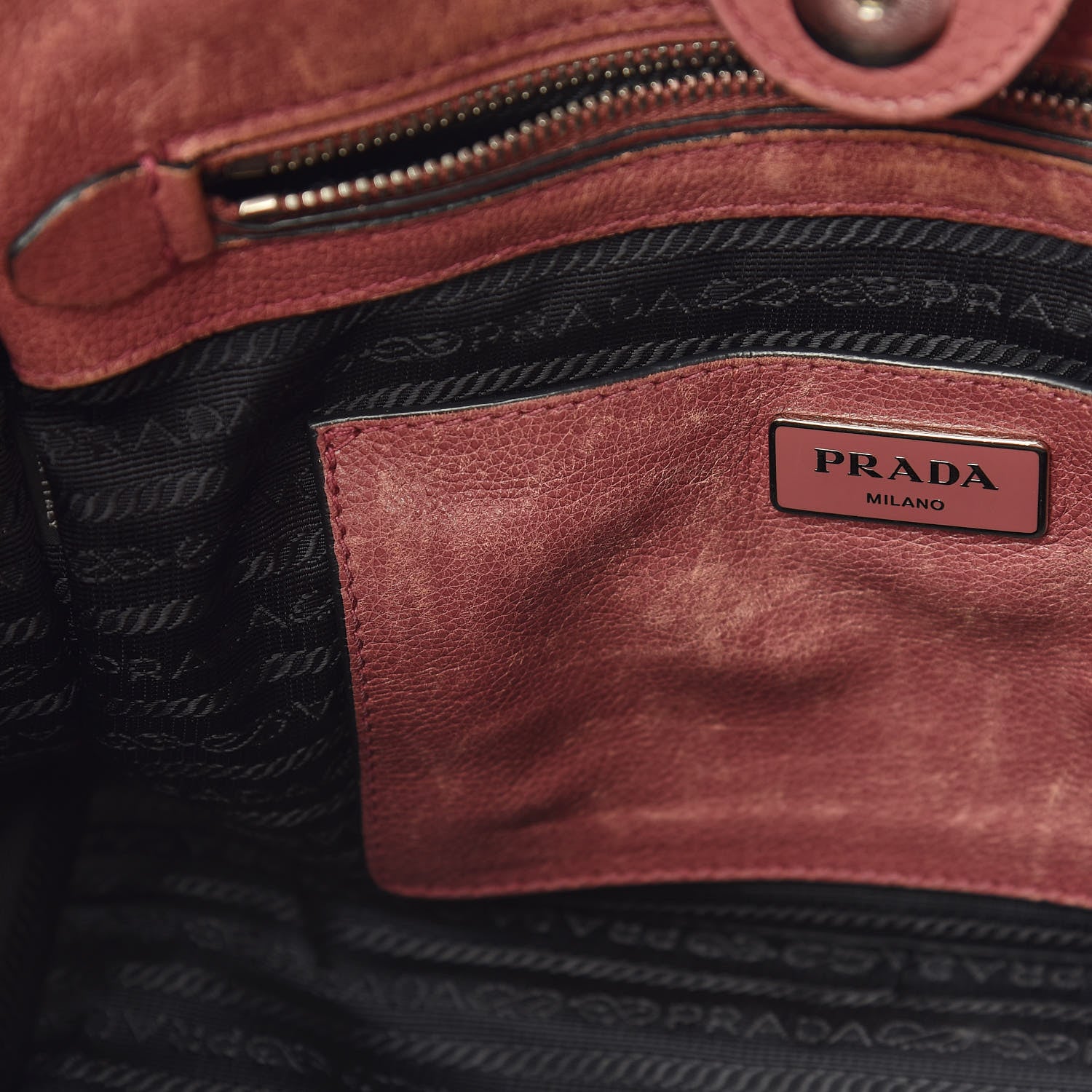 Prada Glace Calf Small Twin Pocket Tote Pink 8 of 23
