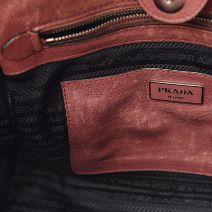 Prada Glace Calf Small Twin Pocket Tote Pink 8 of 23