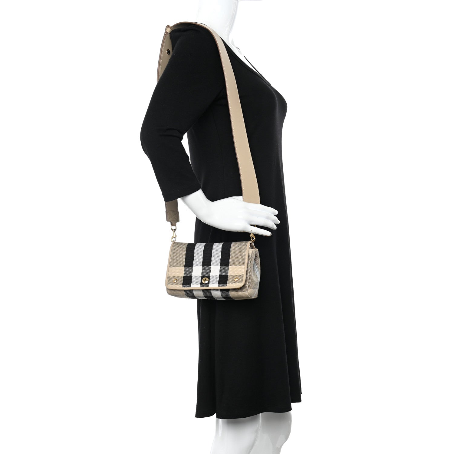 Burberry Canvas Check Hackberry Crossbody Bag Soft Fawn 2 of 9