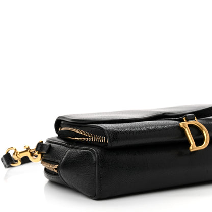 Christian Dior Goatskin Double Saddle Pouch Black 7 of 9