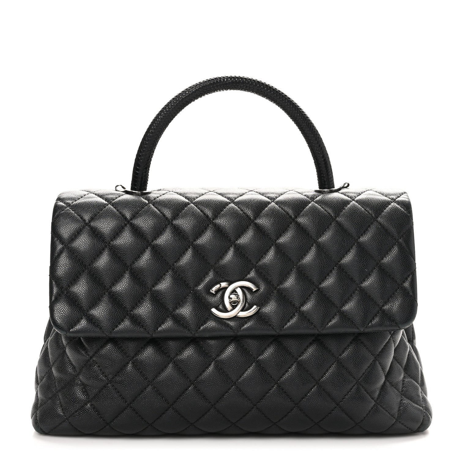 Chanel Caviar Lizard Quilted Medium Coco Handle Flap Black 1 of 10