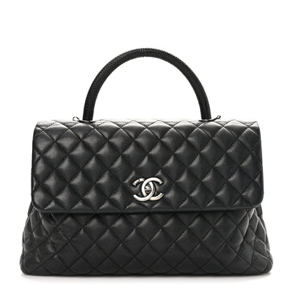 Chanel Caviar Lizard Quilted Medium Coco Handle Flap Black 1 of 10