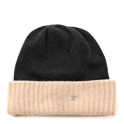 Chanel Cashmere CC Beanie Hat Grey Beige 1 of 5