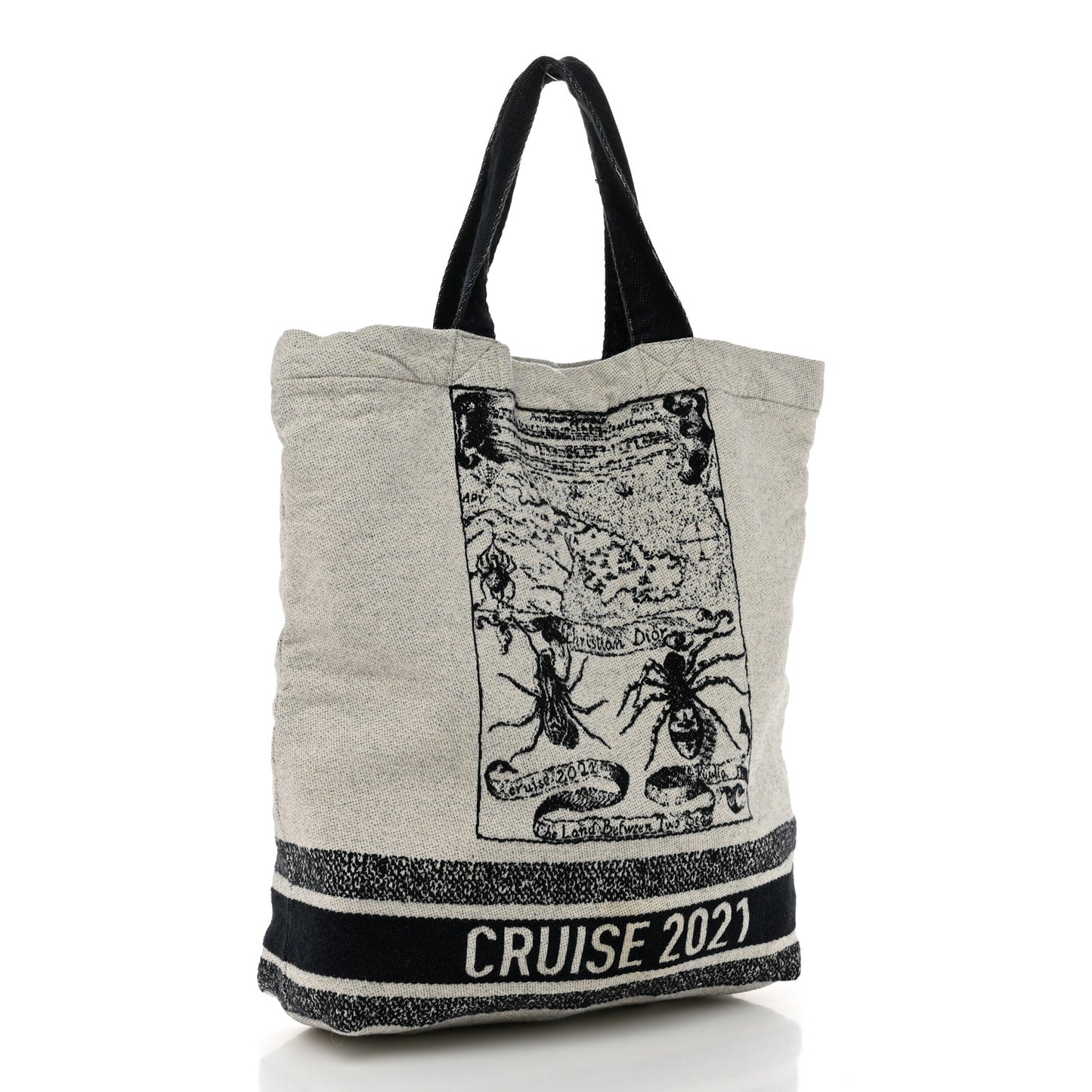 Canvas Print Cruise Tote Ivory Black