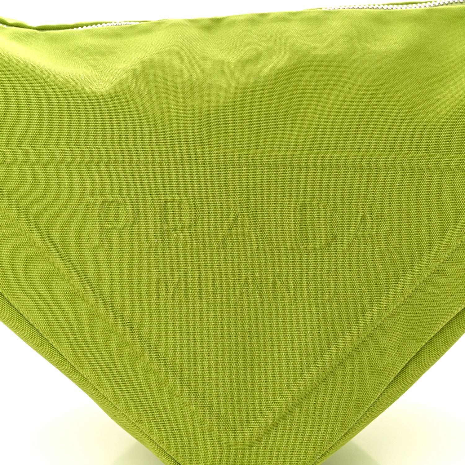 Prada Canapa Logo Embossed Large Triangle Shoulder Bag Felce 7 of 12