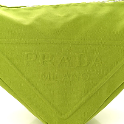 Prada Canapa Logo Embossed Large Triangle Shoulder Bag Felce 7 of 12