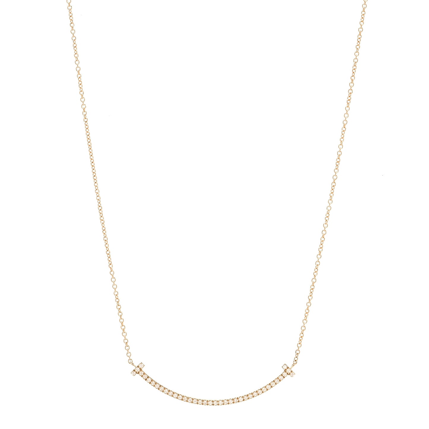 18K Yellow Gold Diamond Small T Smile Pendant Necklace