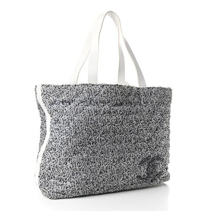 Chanel Terry Cotton Fizzy Tote Black White 2 of 4