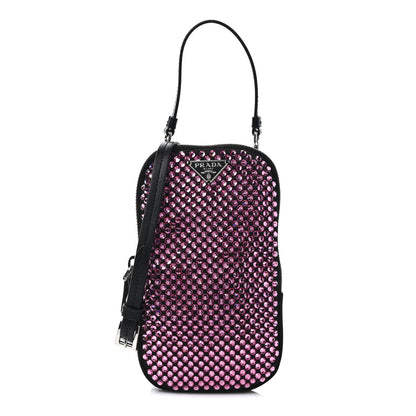 Prada Satin Crystal Zip Phone Case Crossbody Bag Rosa 1 of 9