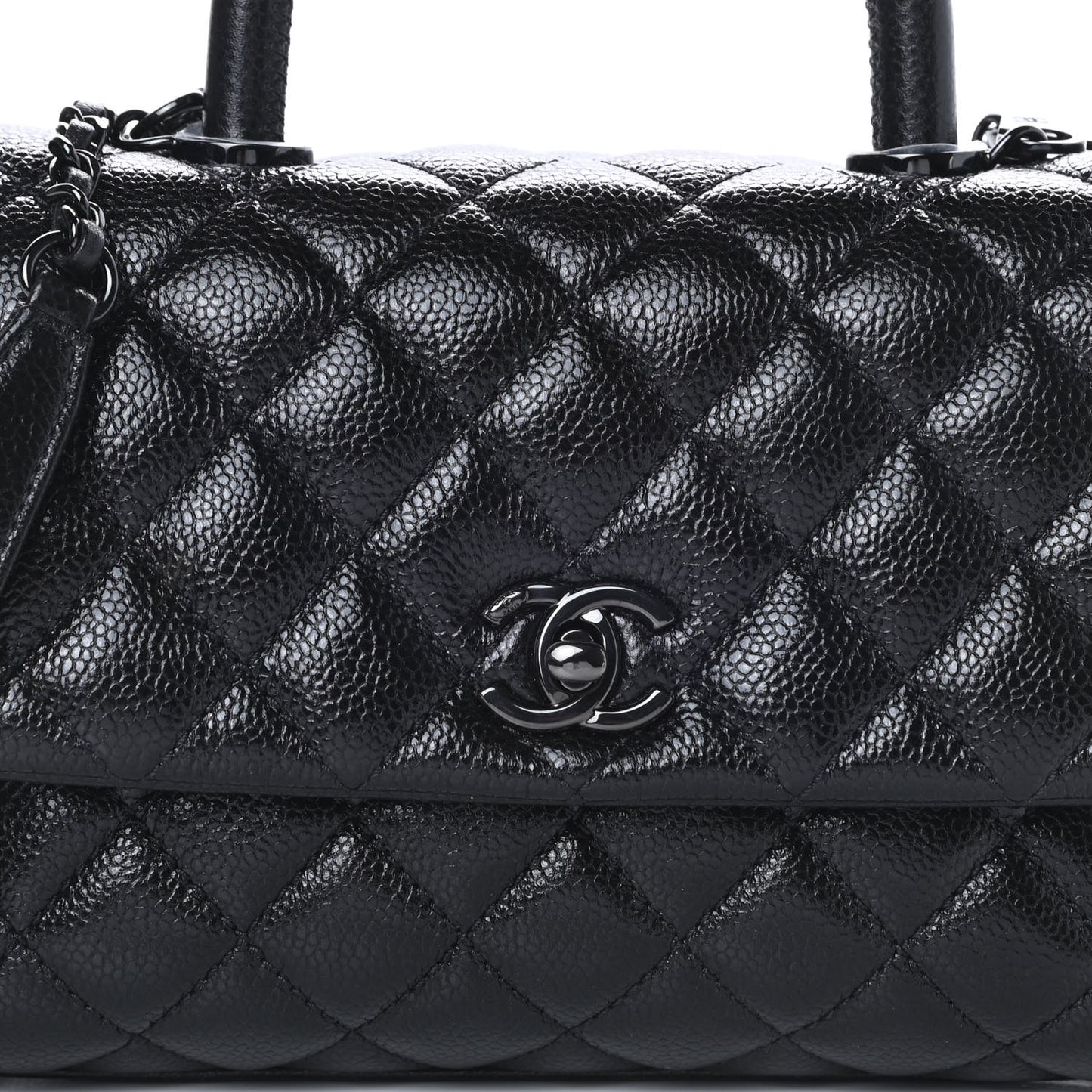 Caviar Quilted Mini Coco Handle Flap So Black
