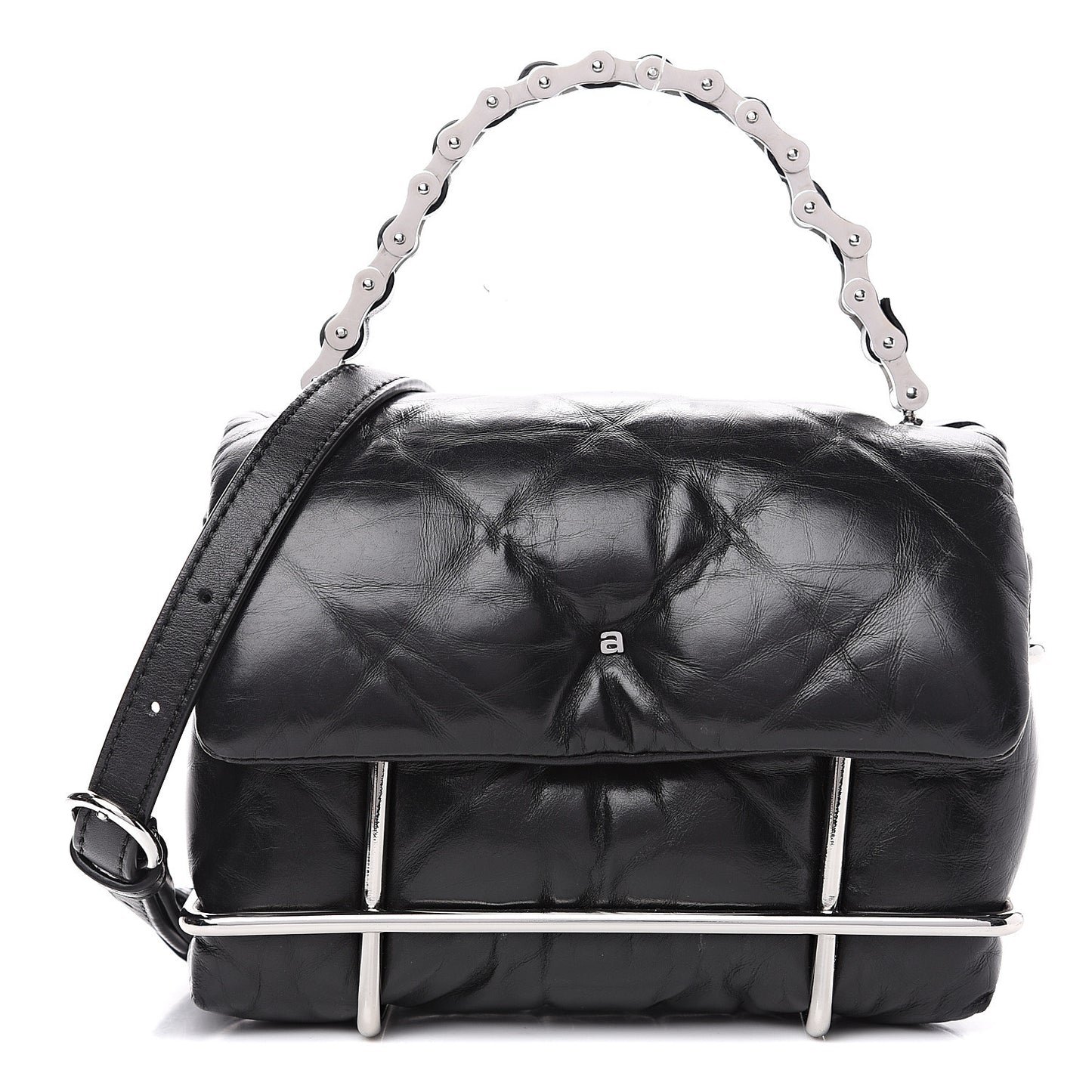 Calfskin Quilted Halo Crossbody Bag Black